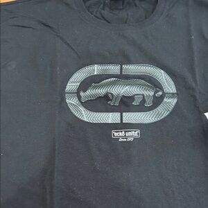 Ecko Unlimited Black Tee with Black Rhino Emblem